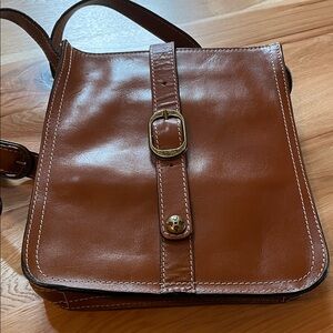 Patricia Nash Tan Leather Crossbody Bag with Buckle